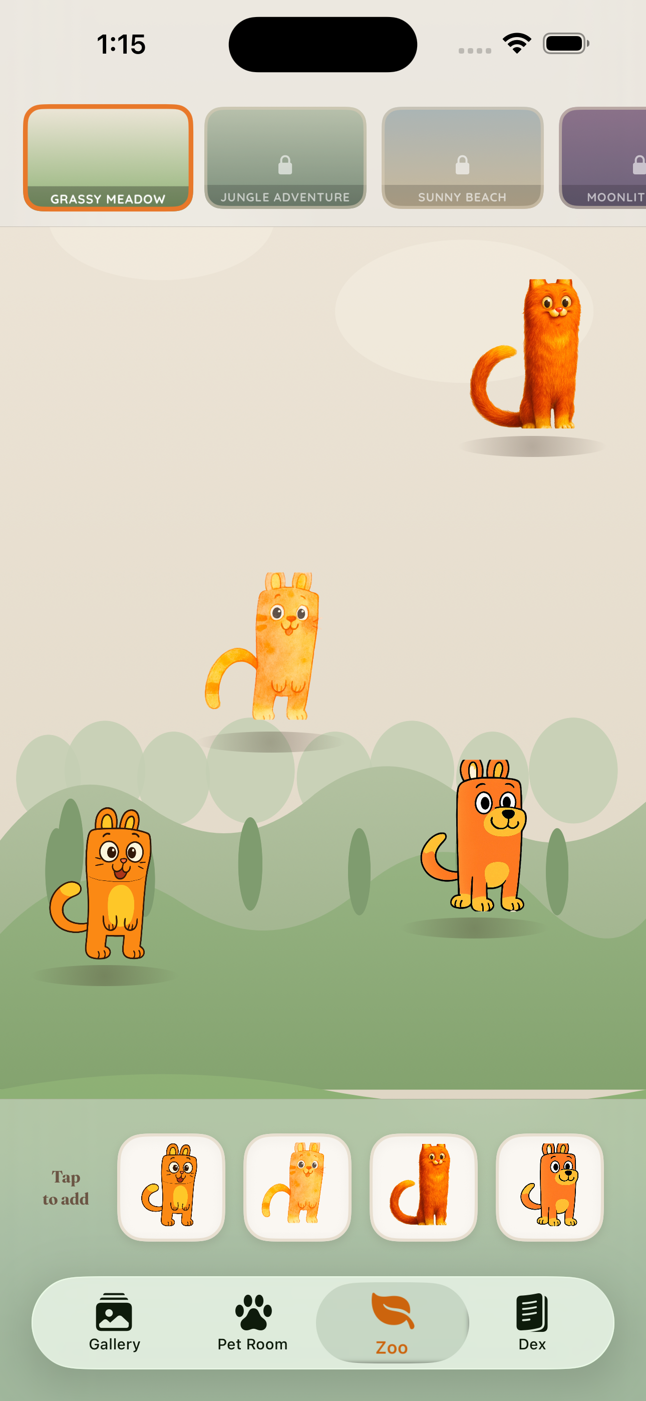 DoodlePet Zoo Canvas with multiple creatures playing together